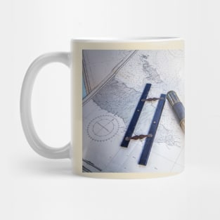 Antique Capt Field Parallel Maritime Ruler And Telescope Mug